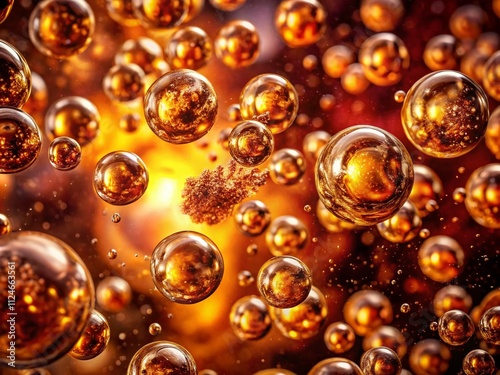 Wallpaper Mural Aerial view of bronze background showcasing vibrant cola bubbles fizzing, capturing the essence of effervescence in a dynamic 10-second loop for visual impact and creativity. Torontodigital.ca