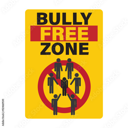Isolated pictogram do not bully, no bullying zone, for school and children label safety sign 