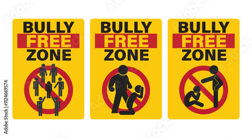 Isolated pictogram do not bully, no bullying zone, for school and children label safety sign 