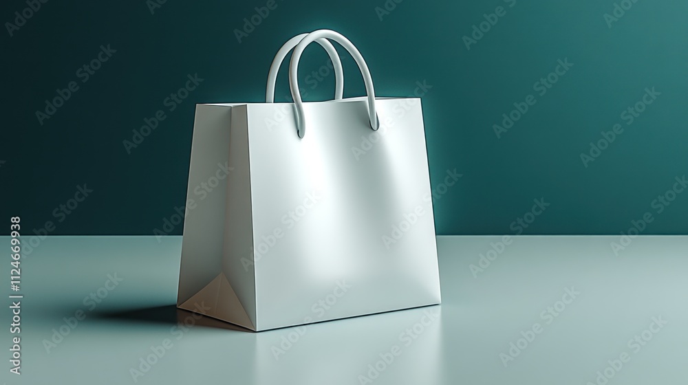 A minimalist white shopping bag on a smooth surface. A minimalist white shopping bag on a smooth surface.