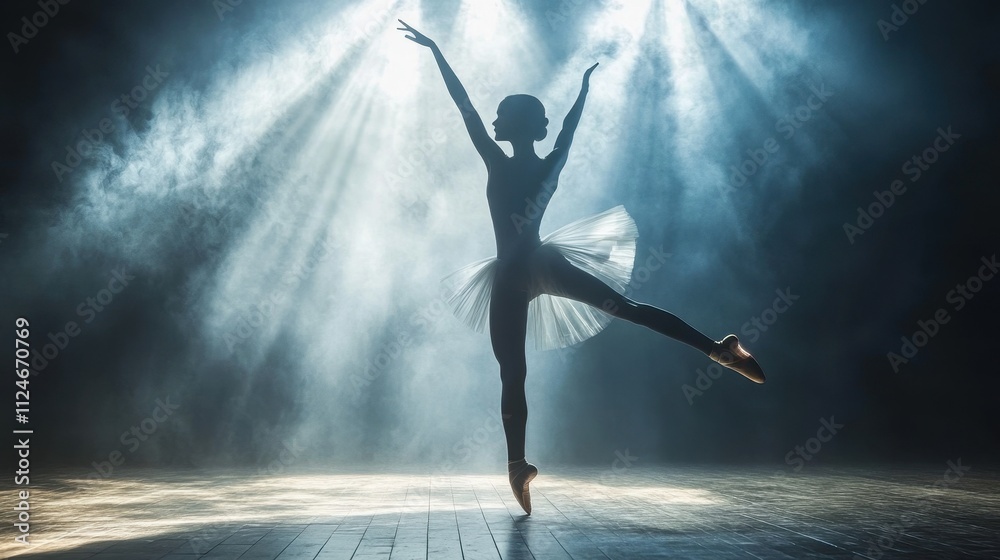 Graceful Ballet Dancer in Dramatic Lighting Graceful Ballet Dancer in Dramatic Lighting