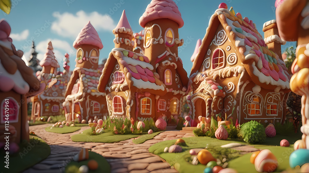 Obraz premium The Enchanted Gingerbread Wonderland