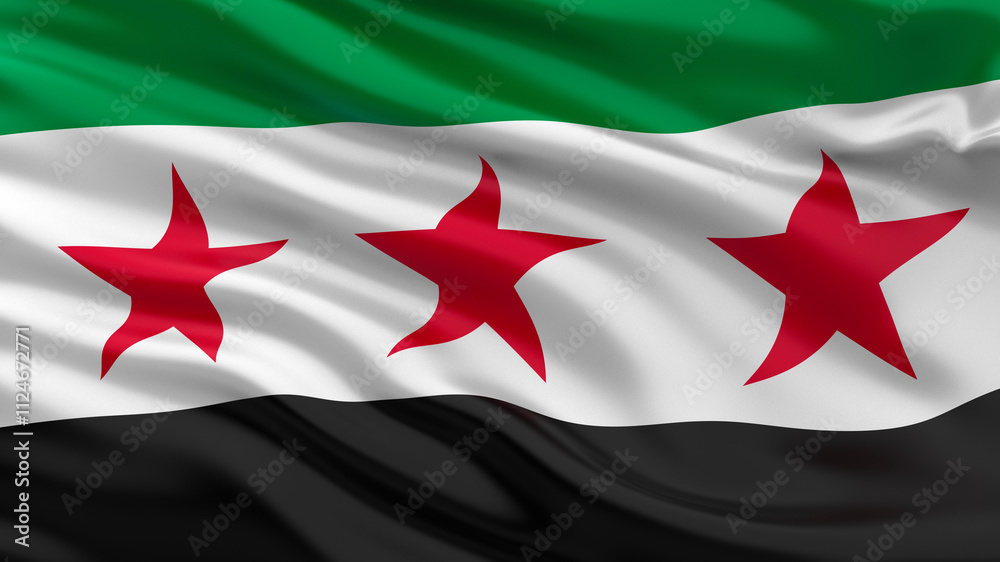 Flag of the Syrian opposition waving in the wind. Flag of the Syrian opposition waving in the wind.