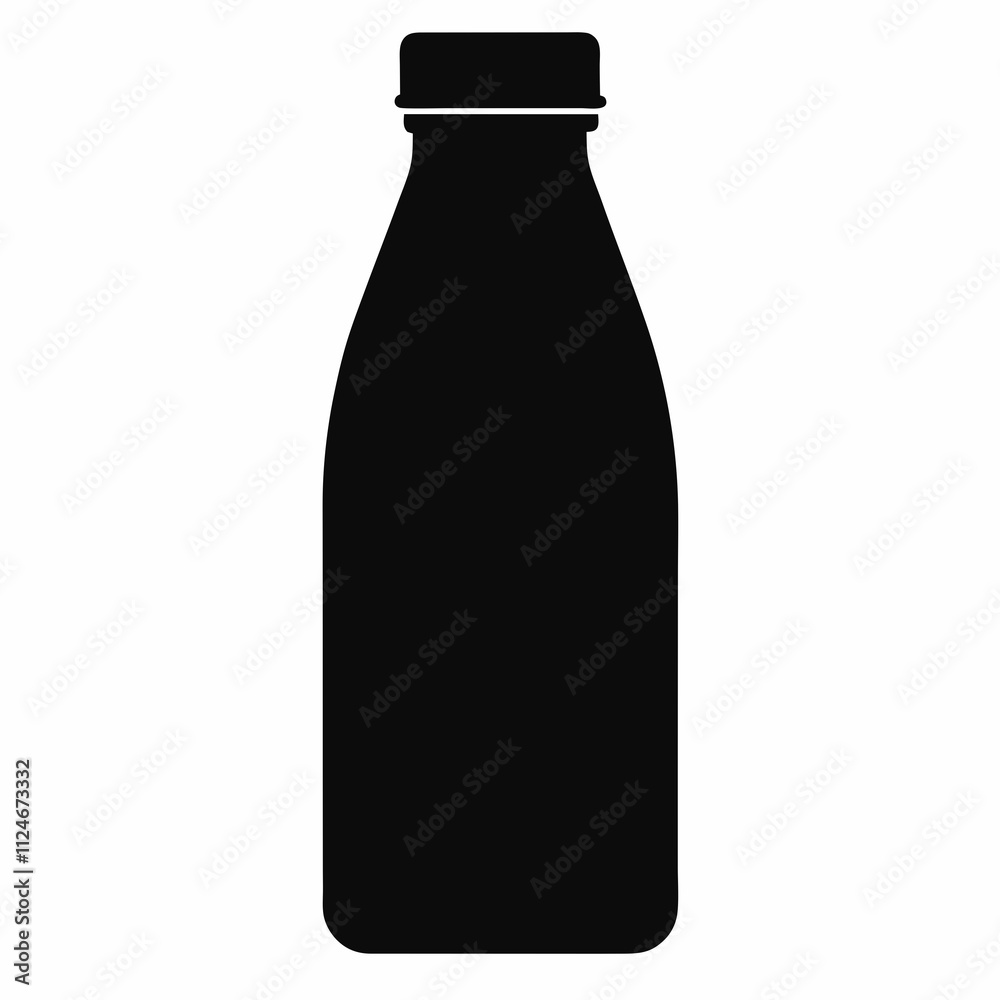 Black Silhouette Vector Illustration of a Juice Bottle Black Silhouette Vector Illustration of a Juice Bottle