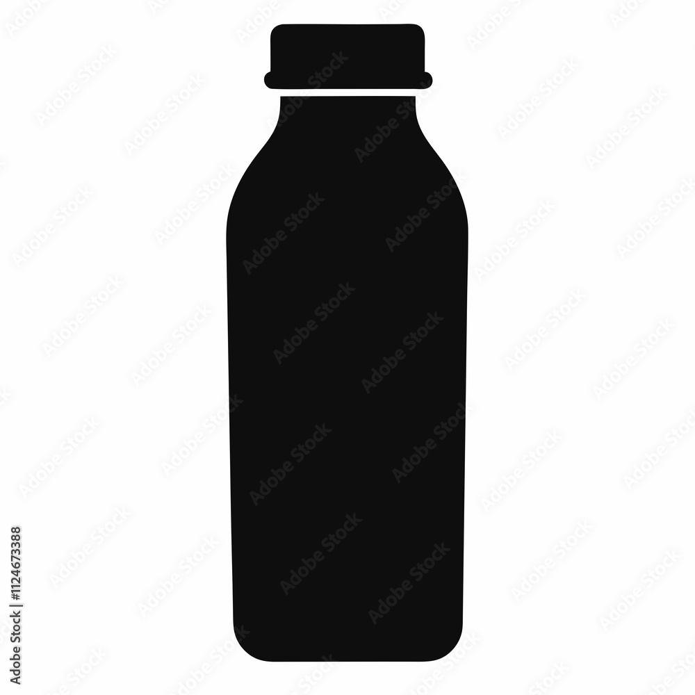 Black Silhouette Vector Illustration of a Juice Bottle Black Silhouette Vector Illustration of a Juice Bottle