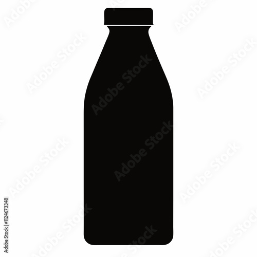 Black Silhouette Vector Illustration of a Juice Bottle