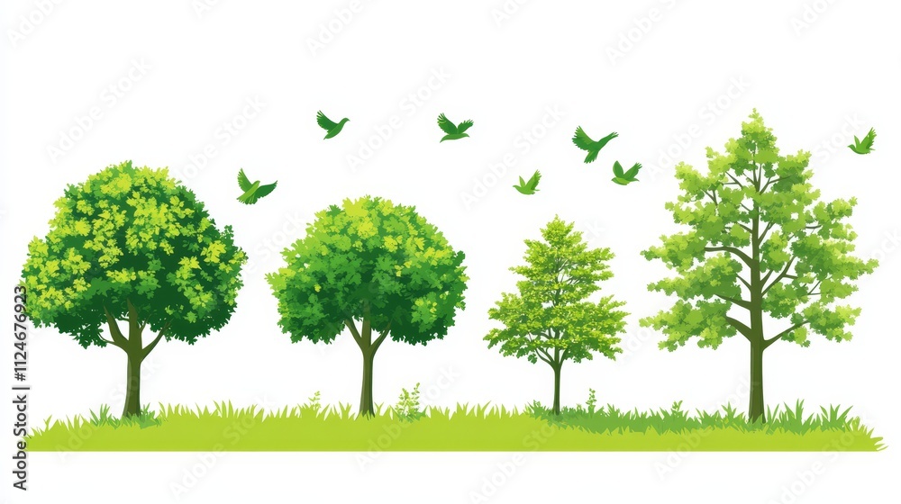 Green Trees Birds Grass Nature Spring Summer Ecology Environment Green Trees Birds Grass Nature Spring Summer Ecology Environment