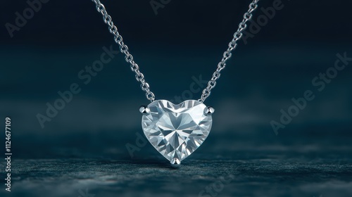 A stunning heart-shaped diamond pendant necklace hangs gracefully on a delicate chain, radiating elegance and beauty against a dark background.