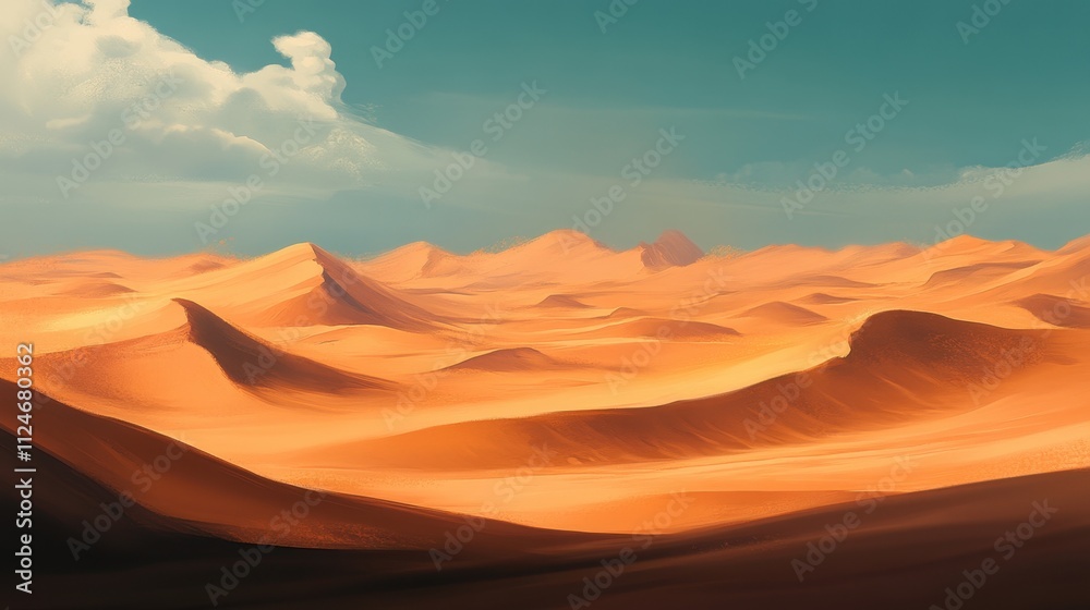 Naklejka premium Captivating Desert Dunes Under a Serene Sky