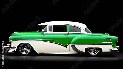 Two-Tone Lowrider in Green and White with Chrome Accents