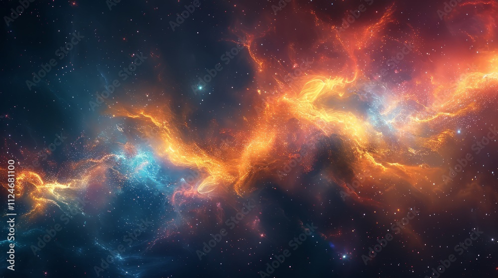 Fototapeta premium Cosmic explosion of color outer space digital artwork nebula environment astronomical viewpoint awe-inspiring concept for seo impact