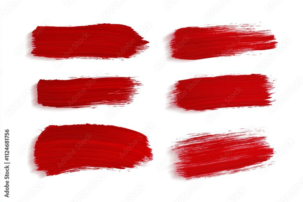 A set of red brush strokes on a white background A set of red brush strokes on a white background