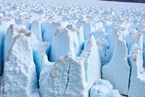 Glacier rugged textured surface cracks ridges ice density photo