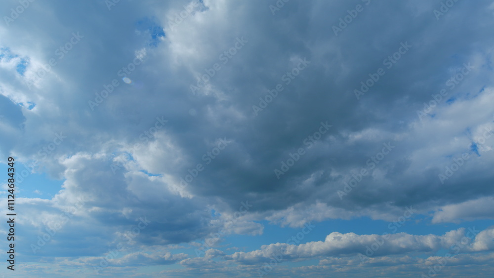 Obraz premium Storm grey gloomy sky clouds. Typhoon sky, tornado cloud. Time lapse.