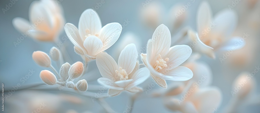 Fototapeta premium Serene Pastel Blossoms: A Delicate Floral Macro Photography