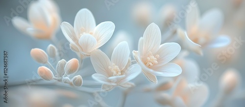 Serene Pastel Blossoms: A Delicate Floral Macro Photography