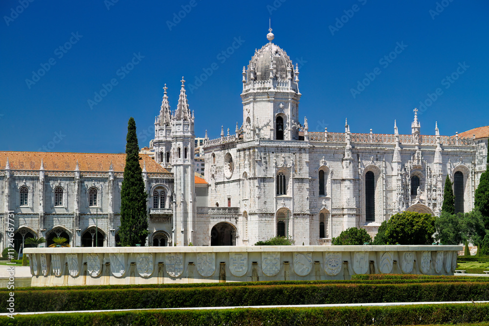 Fototapeta premium Hieronymites Monastery (Jeronimos), a UNESCO world heritage site, in Lisbon, Portugal