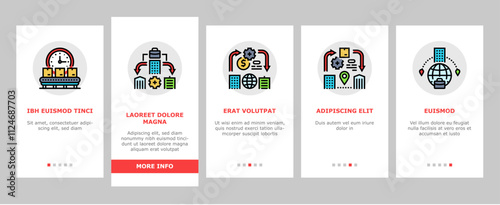 modern business strategy onboarding mobile vector leadership, marketing branding, networking entrepreneurship, sustainability modern business strategy illustrations