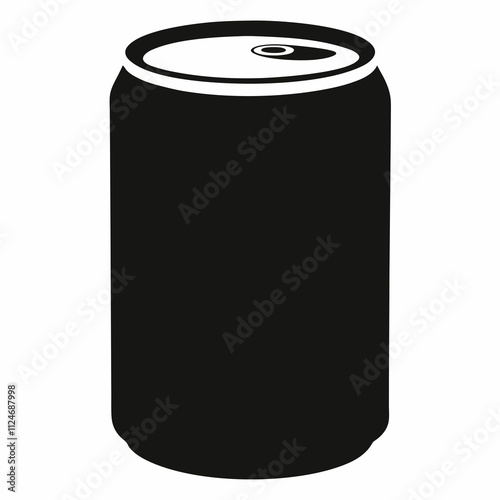 Black Silhouette Vector Illustration of a Soda Can