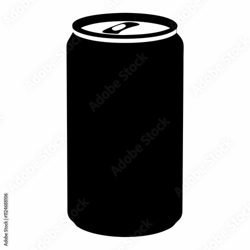 Black Silhouette Vector Illustration of a Soda Can