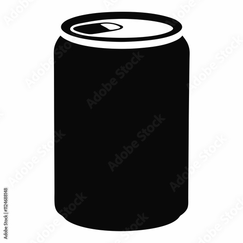 Black Silhouette Vector Illustration of a Soda Can