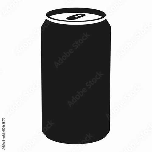 Black Silhouette Vector Illustration of a Soda Can