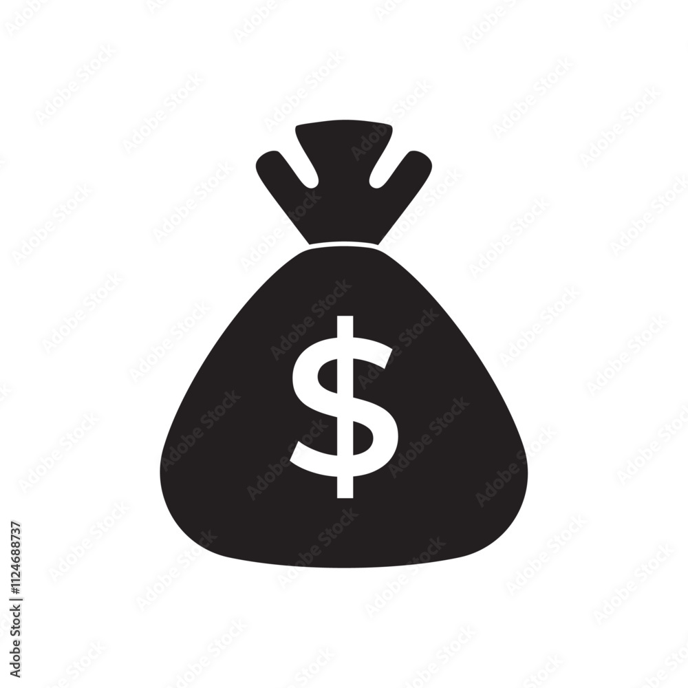 vector flat icon of sack filled with money vector flat icon of sack filled with money