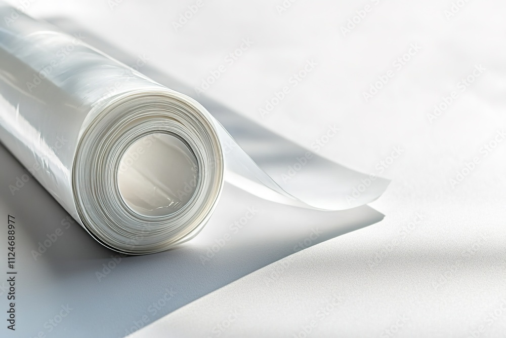 Rolled white paper on smooth surface with shadows Rolled white paper on smooth surface with shadows