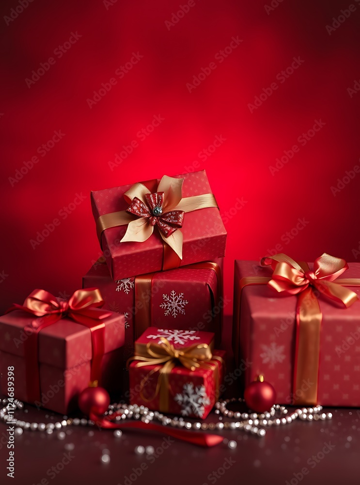 Obraz premium Beautiful gift box with ribbon, festival background