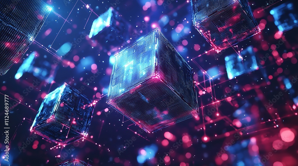Futuristic Metaverse Digital Cubes and Blocks with Technology Integration