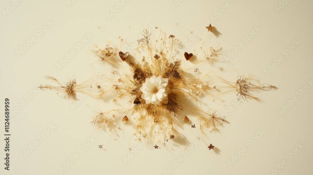 Floral arrangement with dried elements for decorative art design Floral arrangement with dried elements for decorative art design