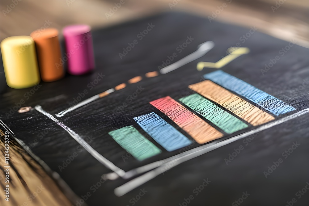 Business chart on blackboard showing increase in sales. Business chart on blackboard showing increase in sales.