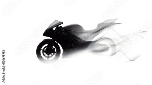 An abstract line drawing of a motorcycle, represented by smooth curves and straight lines only. Abstract motorcycle illustration. photo