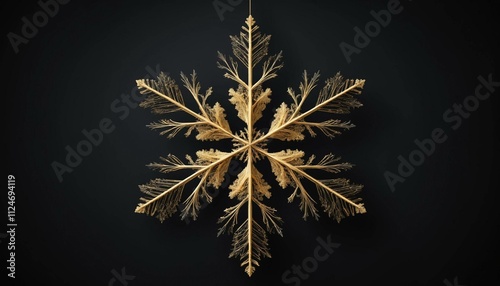 christmas snowflake on black background Abstract Fractal Snowflake Sculpture in Gold