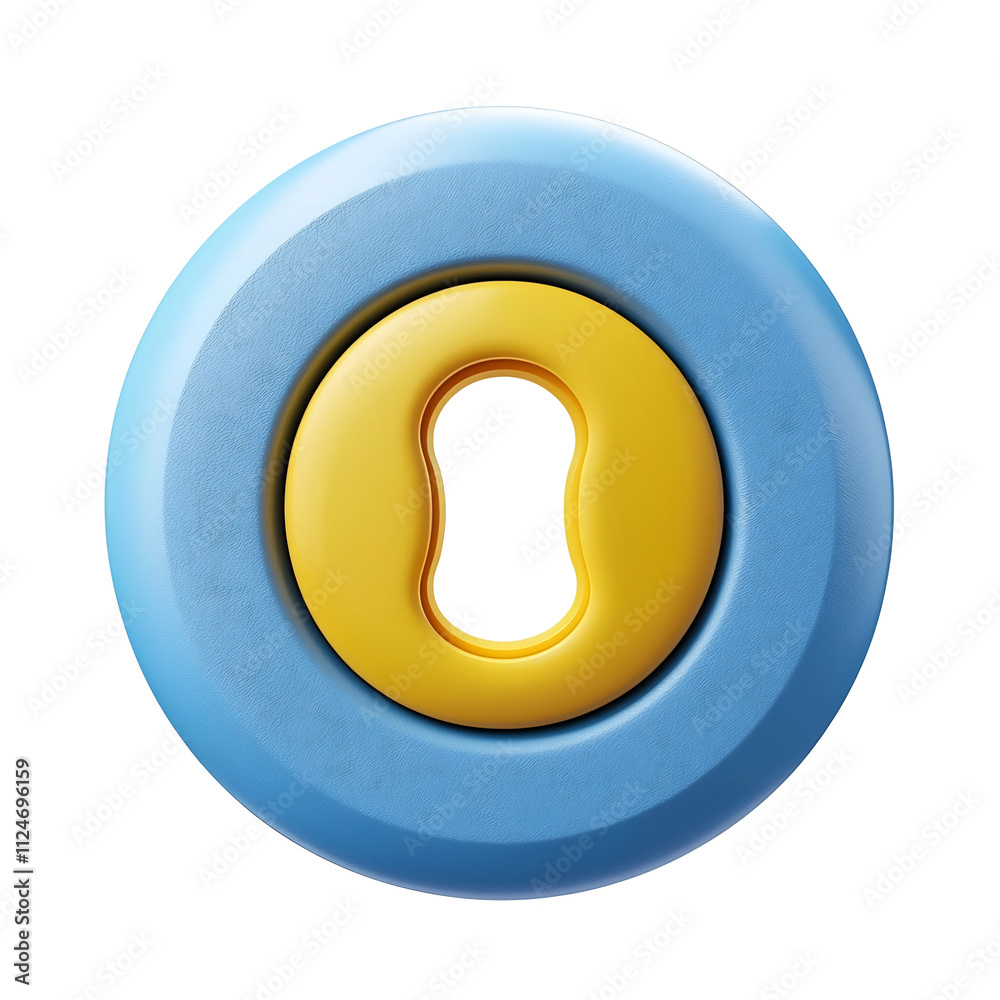 Bright Blue and Yellow 3D Security Token Icon with Minimal Cartoon Design Bright Blue and Yellow 3D Security Token Icon with Minimal Cartoon Design