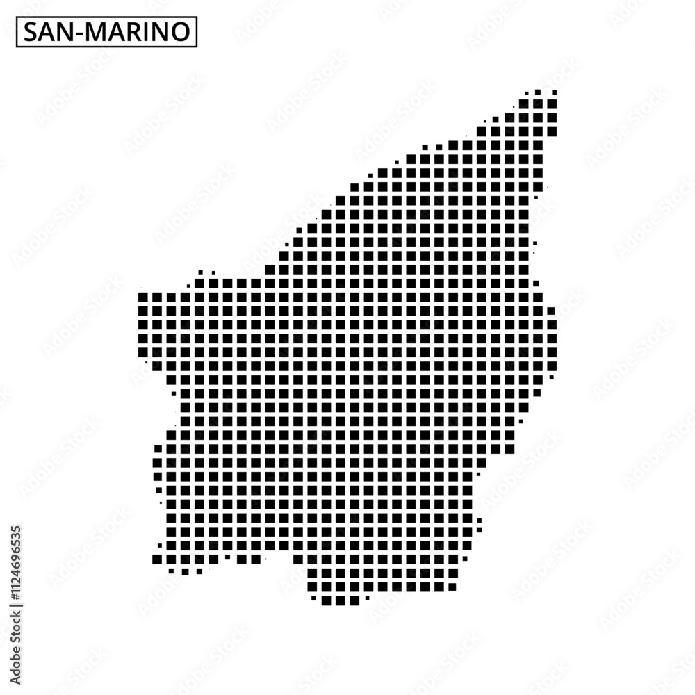 Obraz premium Creative representation of the map of San Marino with a pixelated design style