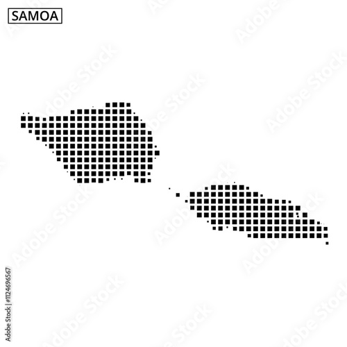 Unique dotted map representation of Samoa highlighting major islands and regions