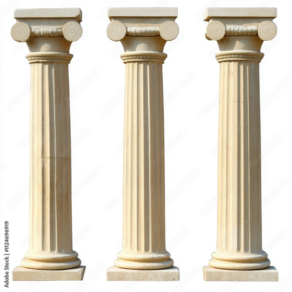 Ancient Greek architecture isolated on white, showcasing cultural heritage, classical design, and historical significance for education, art, and tourism. Ancient Greek architecture isolated on white, showcasing cultural heritage, classical design, and historical significance for education, art, and tourism.
