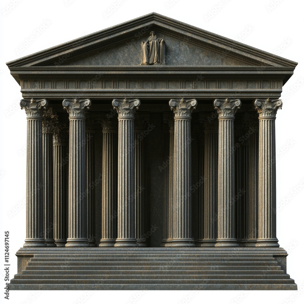 Obraz premium Ancient Greek architecture isolated on white, showcasing cultural heritage, classical design, and historical significance for education, art, and tourism.