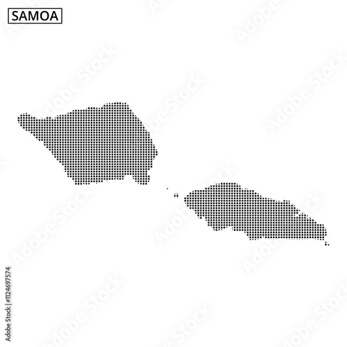 Unique dotted map representation of Samoa highlighting major islands and regions