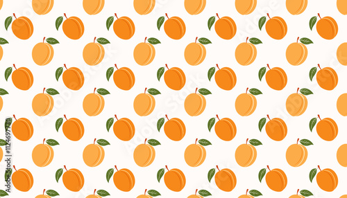 Seamless pattern with apricots on a white background. Vector illustration.