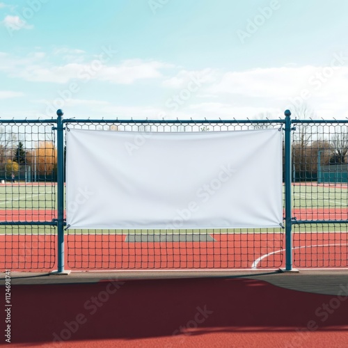 Ad banner on sports playground fence banner mockup advertising blank business display template photo