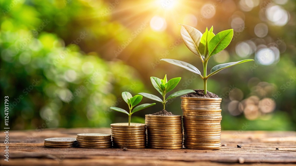 Plant Growing In Savings Coins - Investment And Interest Concept
Plant Growing In Savings Coins - Investment And Interest Concept