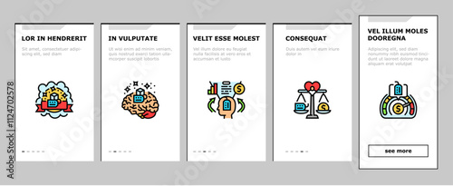 consumer behavior onboarding mobile vector customer social, digital analysis research, buyer marketing, decision media analytic consumer behavior illustrations