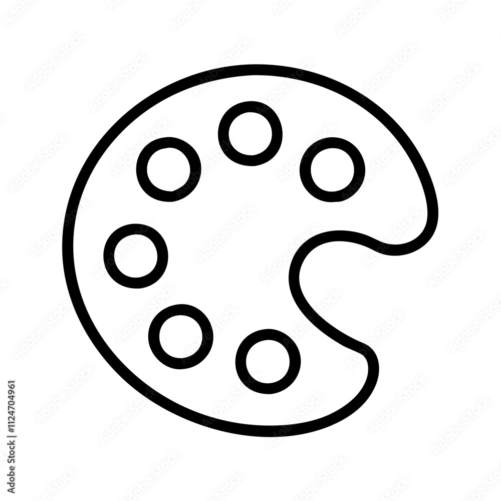 art palette icon, education vector icon - black outline icon of art palette symbolizing education, knowledge, and information in simple design. art palette icon, education vector icon - black outline icon of art palette symbolizing education, knowledge, and information in simple design.