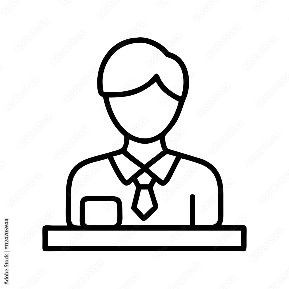 teacher icon, education vector icon - black outline icon of teacher symbolizing education, knowledge, and information in simple design. teacher icon, education vector icon - black outline icon of teacher symbolizing education, knowledge, and information in simple design.