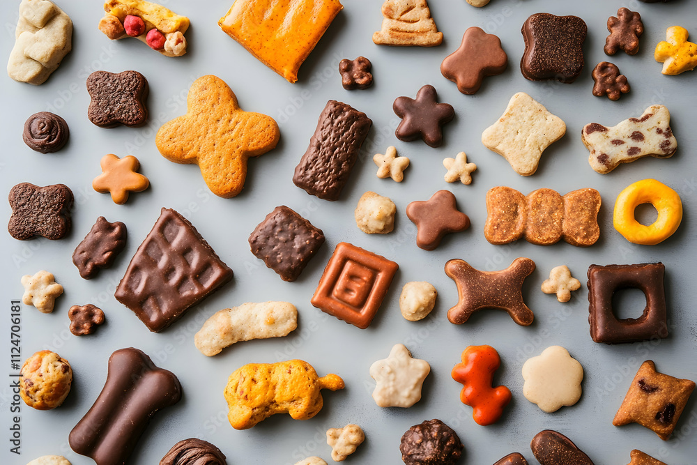 Assorted Dog Treats Flatlay Background Image Assorted Dog Treats Flatlay Background Image