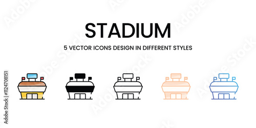 Stadium icons set in different style vector stock illustration