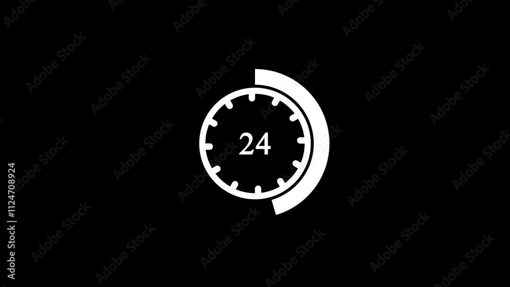 24 hours time clock icon animation circle clock icon animation .