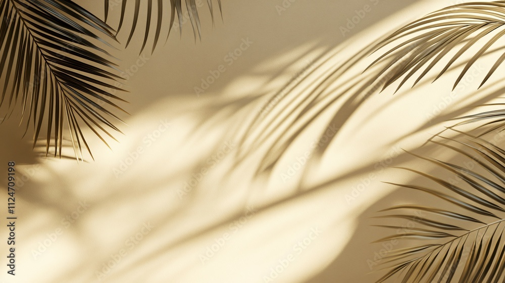 Obraz premium Palm Leaf Shadows on Beige Background